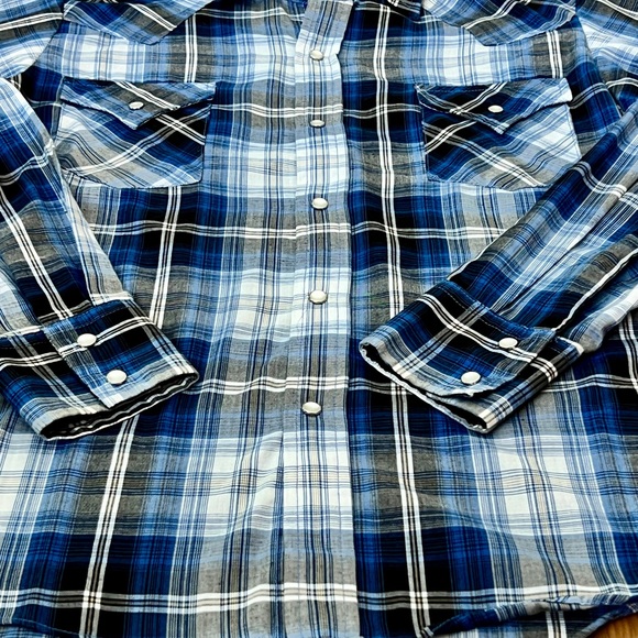 Youth Ely Cattleman Plaid Pearl Snap Western Rodeo Shirt - Youth Large - Picture 4 of 13